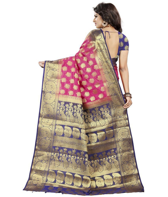 fab woven - Pink Silk Blend Saree With Blouse Piece ( Pack of 1 ) - Pink