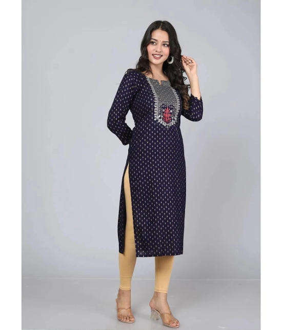 JC4U - Navy Blue Rayon Womens Straight Kurti ( Pack of 1 ) - None