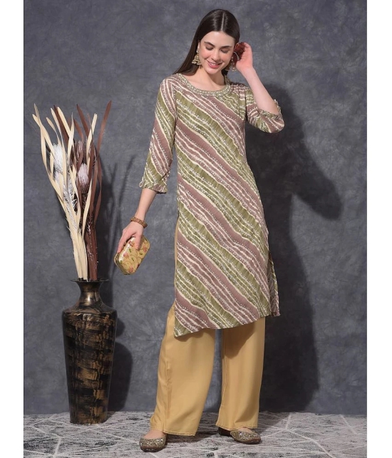 Mamoose Rayon Striped Straight Womens Kurti - Brown ( Pack of 1 ) - None