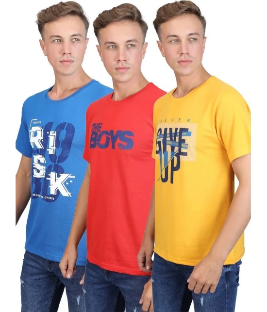 Supersquad 100% Cotton Regular Fit Printed Half Sleeves Mens T-Shirt - Multicolor ( Pack of 3 ) - None