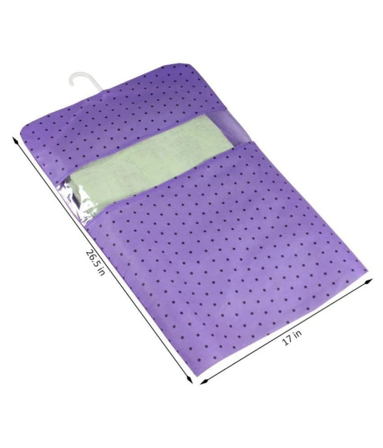 PrettyKrafts dots Printed Hanging Saree Cover Wardrobe Organiser (Set of 12 pcs) - Purple - Purple