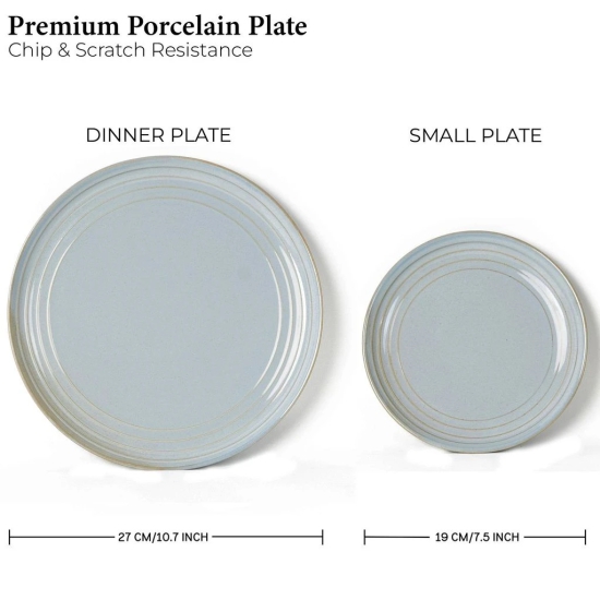 Handcrafted Chip Resistance Porcelain Dinner Set, 20 Pieces Dish Set Serving for 6, Microwave and Dishwasher Safe, Bone-ash Free, Crockery Set for Dining and Gifting, Arctic Blue