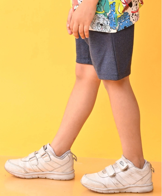 BLUE CHECK TEXTURED BOYS SHORTS - BLUE-2-3 YEARS / 1N / BLUE