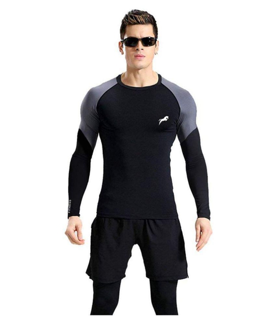 Rider Compression T-Shirt, Top Full Sleeve Plain Athletic Fit Multi Sports Cycling, Cricket, Football, Badminton, Gym, Fitness & Other Outdoor Inner Wear - M