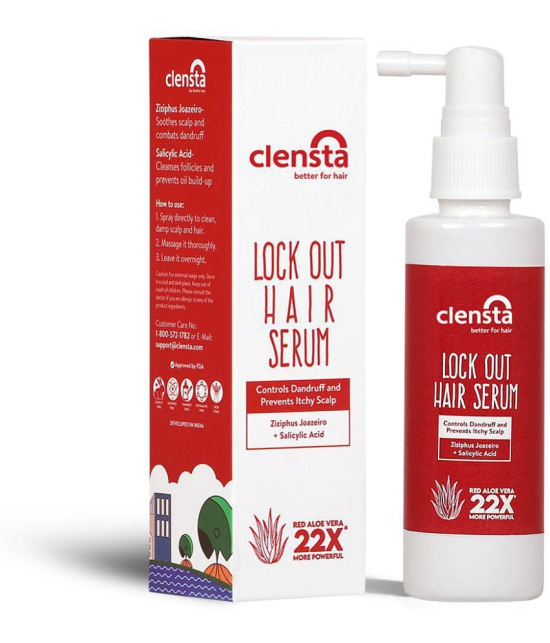 Clensta Lock Out Hair Serum, Red Aloe Vera, Ziziphus Joazeiro and Salicylic Acid, Anti-dandruff Serum, Prevents Itchy Scalp