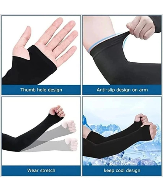 UV Protection Cooling Arm Sleeves - UPF 50 Compression Arm Sleeves for Men/Women/Students for Elbow Brace, Baseball, Basketball, Cycling Sports-Black-bike riding, 1Pair - Freesize