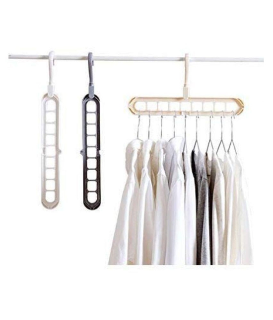 Everbuy (Set OF 2) 360 Degree Swivel Hook -9-Holes Design Space Saver Anti-Skid Plastic Hangers for Clothes Wardrobe