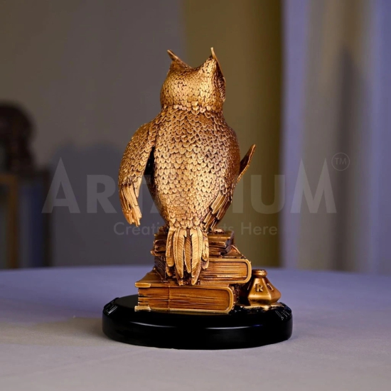 Artarium Horned Owl of Wisdom Decorative Statue Showpiece for Money Wisdom, Handmade Sculpture, Feng Shui Bird, Figurine for Living Room Office Desk (1 Piece)