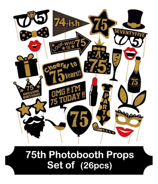 ZYOZI™ 26 Pcs Happy Birthday Props for 75th Birthday Party Photo Booth Props /75 Birthday Party Accessories Supplies for Photo Booth Parties / Pack of 26