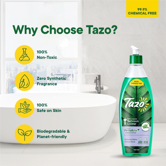 Tazo Chemical-Free Bathroom Cleaner with Peppermint, 500 ml - Pack of 2