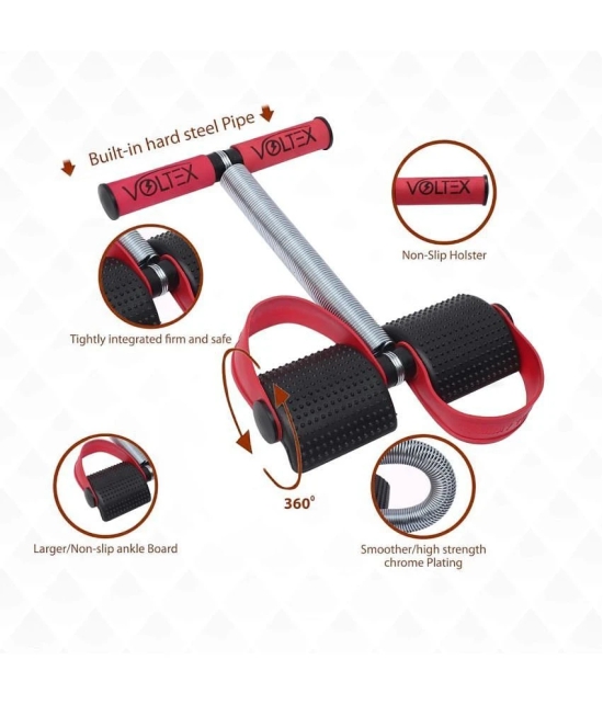 VOLTEX Red Single Spring Tummy Trimmer for Abs Exerciser,Body Toner and Fat Buster| For Men and Women - Red