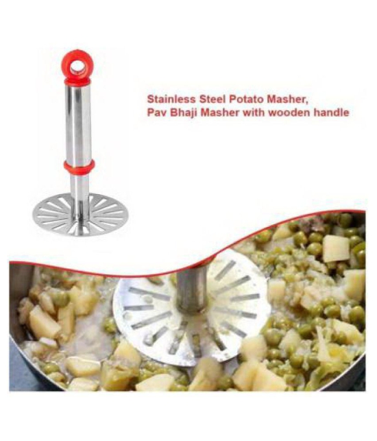 MGSV Combo of Vegetable/Potato/Pav Bhaji Masher with Stainless Steel Handle & Measuring Cups & Spoon Set of 8 (Pack of 2,Multi Color) (MASHER + MEASURING SPOONS & CUPS) Kitchen Tool Set - Mu