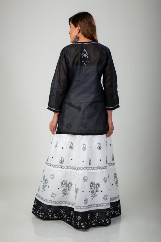 Ladies New Fashion Hand Chikankari Skirt Top