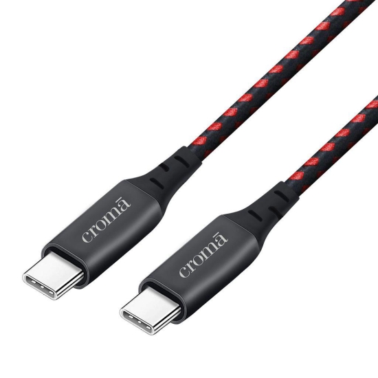 Croma Type C to Type C 6.6 Feet (2M) Cable (Apple Compatible, Red)