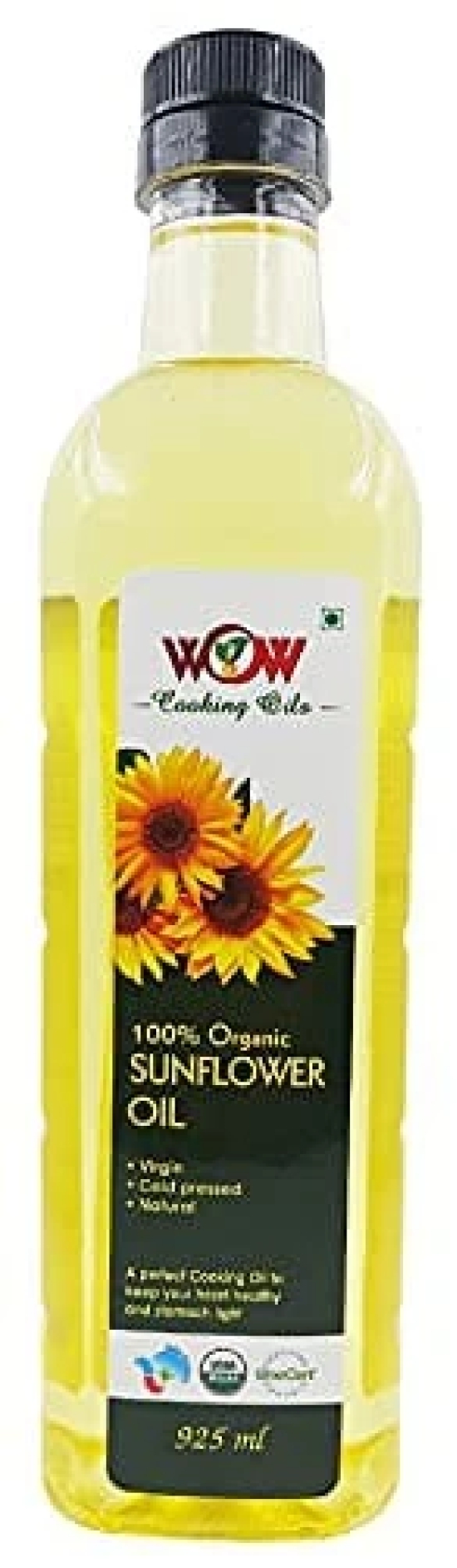 WOW Cooking Oils Certified Organic Virgin Cold Pressed Sunflower Cooking Oil 925 ml x 6 Combo with Free 4 Varieties Raw Forest Honey 55G