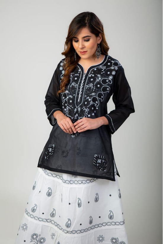 Ladies New Fashion Hand Chikankari Skirt Top