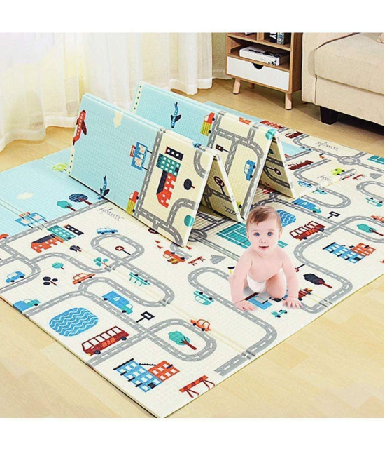 Gatih Reversible Soft Baby Play Mat Wood Polish Foam Learning & Crawling Foldable Foam Mat Floor Mat 1 no.s