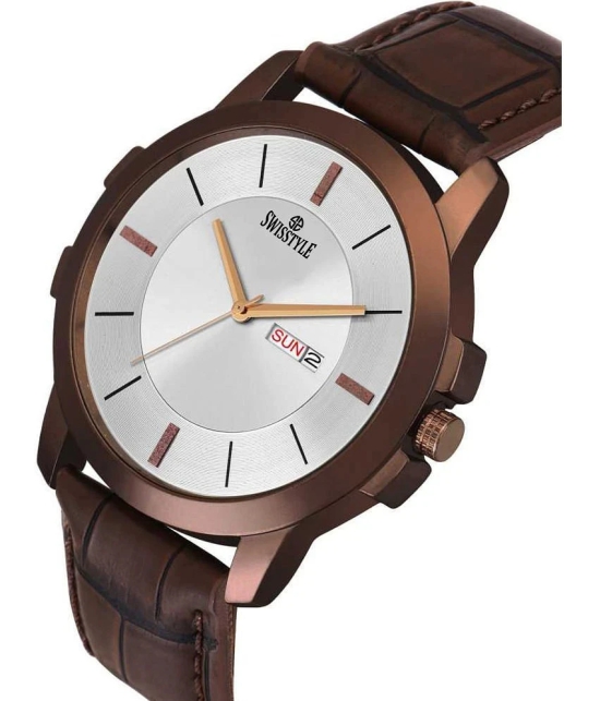 Swisstyle Brown Leather Analog Mens Watch