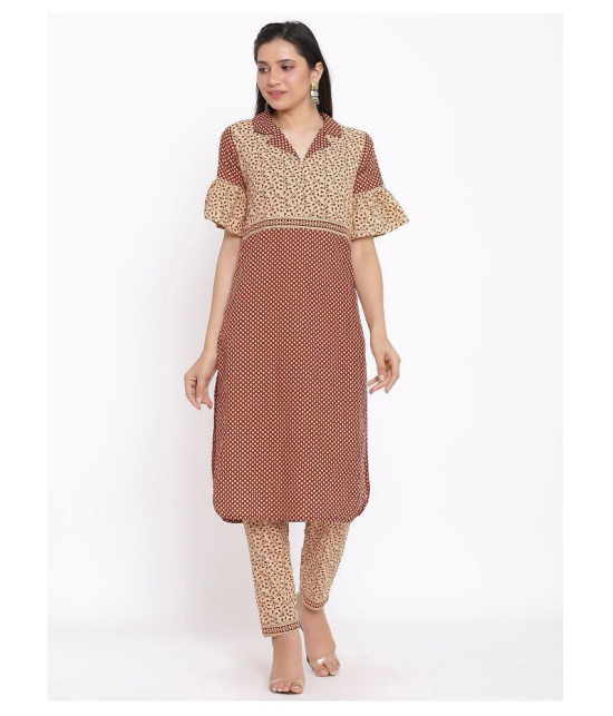 FabbibaPrints Cotton Kurti With Pants - Stitched Suit - L