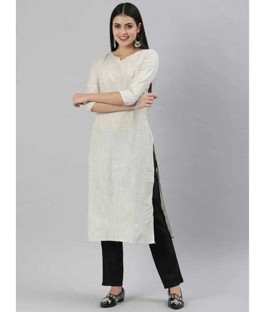 Hritika Cotton Blend Solid Straight Womens Kurti - Off White ( Pack of 1 ) - None