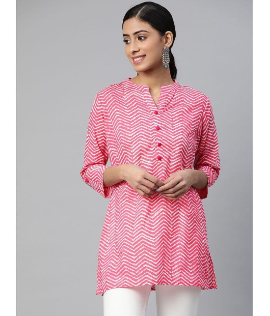 SVARCHI - Pink Cotton Women's Straight Kurti ( Pack of 1 ) - None