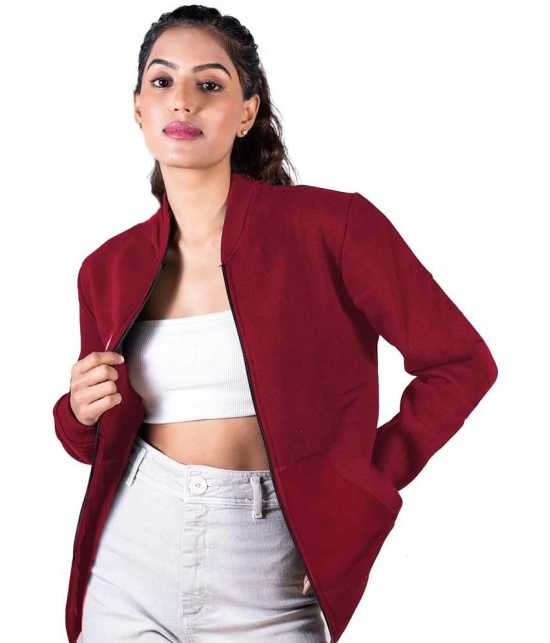 Leotude - Fleece Maroon Bomber Jackets - None