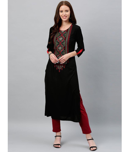 KIPEK - Black Rayon Womens Straight Kurti ( Pack of 1 ) - None