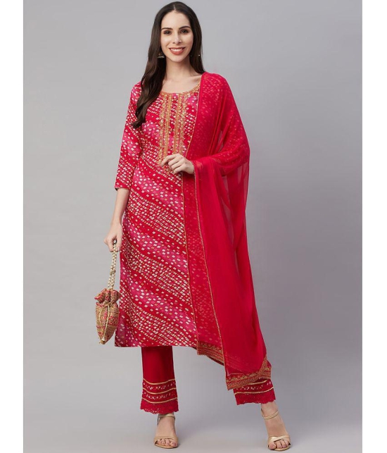 AMIRA'S INDIAN ETHNICWEAR - Pink Straight Rayon Women's Stitched Salwar Suit ( Pack of 1 ) - None