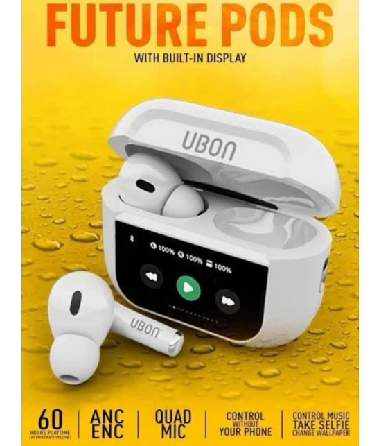 UBON J18 SCREEN TUCH BUDS Bluetooth True Wireless (TWS) On Ear 60 Hours Playback Active Noise cancellation IPX4(Splash & Sweat Proof) White