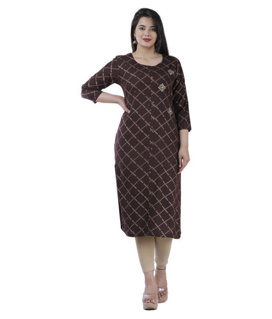 HIGHLIGHT FASHION EXPORT - Brown Rayon Womens Straight Kurti - XXL