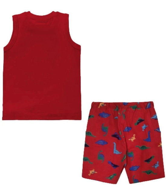 NammaBaby - Red Cotton Boys T-Shirt & Shorts ( Pack of 1 ) - None