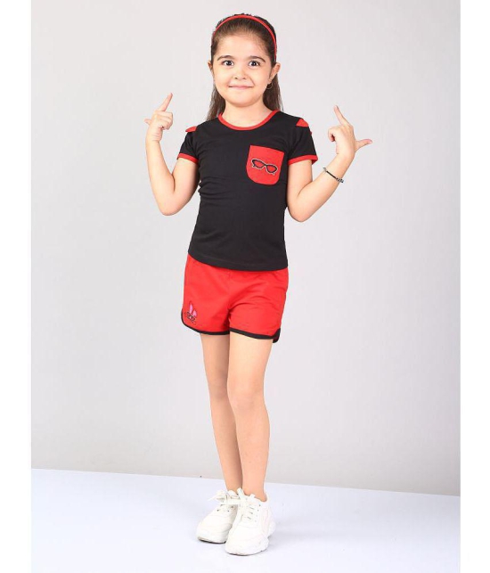 Naughty Ninos - Black Cotton Blend Girls Top With Shorts ( Pack of 1 ) - None