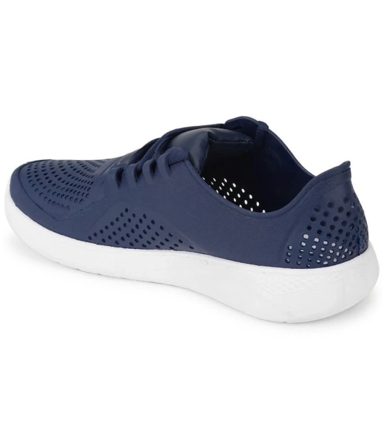 UrbanMark Men Perforated Lace-Up Casual Sneaker Shoes- Navy - None