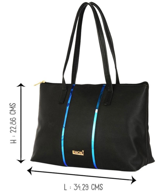 Enoki - Black Faux Leather Tote Bag - Black