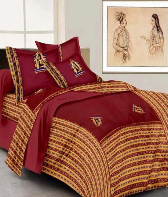 Uniqchoice 100% Cotton Jaipuri Traditional Patch Work King Size Double Bed Sheet With 2 Pillow Cover