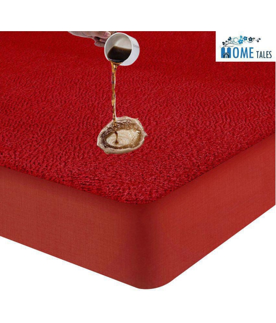 HOMETALES - Cotton Terry Water Resistance Single Size Maroon Mattress Protector - 190 x 91 cms - Single