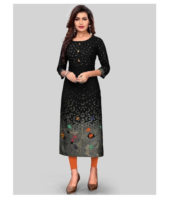 Vbuyz - Black Rayon Womens Straight Kurti ( Pack of 1 ) - L