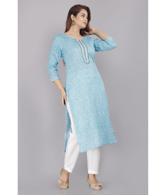 JC4U - Light Blue Cotton Women's Straight Kurti ( Pack of 1 ) - None