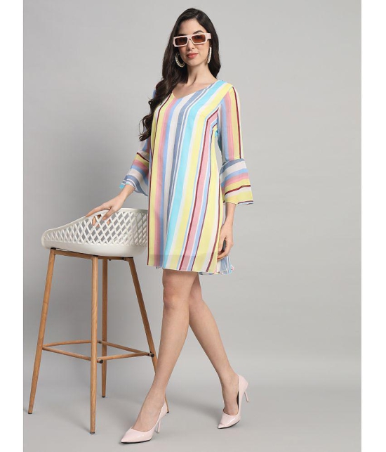 Curvydrobe Georgette Striped Mini Womens A-line Dress - Multi Color ( Pack of 1 ) - None