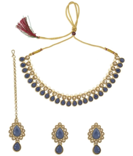 Sukkhi Alloy Blue Traditional Necklaces Set Choker - Blue