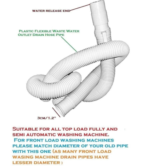 NW 2 Meter Top load/Semi Load Washing Machine Outlet Drain Waste Water Hose Hose Pipe - Pack of 1