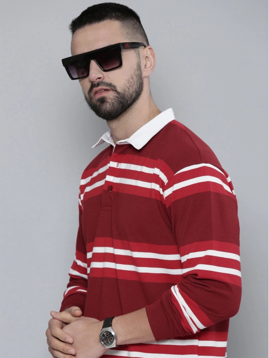 Auto Stripes Red White Polo T-Shirt-XL / Red