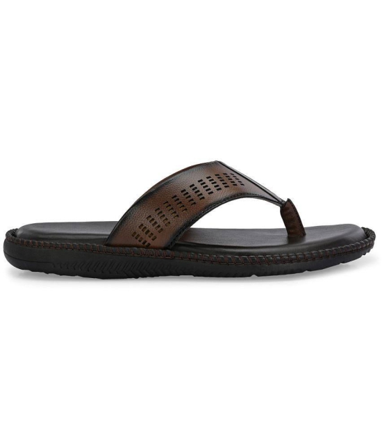 Leeport Brown Mens Slide Flip Flop - None