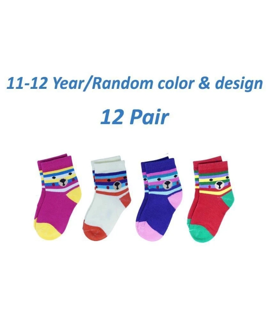 FOK Baby Cotton Socks From 11 To 12 Years - Pack of 12, Random Color - 11-12Years