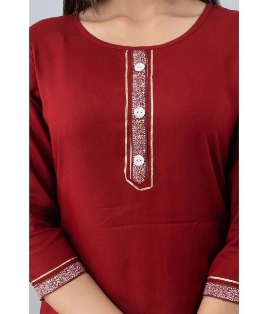 Frionkandy - Maroon Rayon Womens Straight Kurti ( Pack of 1 ) - None