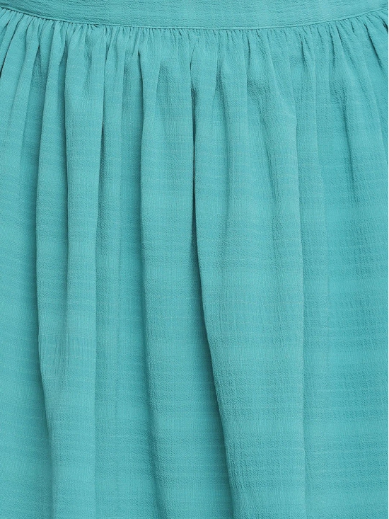 Oxolloxo Girls Sea-Green Striped A-Line Knee-Length Skirt