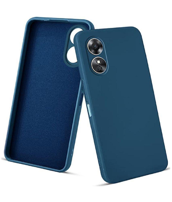 Case Vault Covers - Blue Silicon Plain Cases Compatible For Oppo A17 ( Pack of 1 ) - Blue