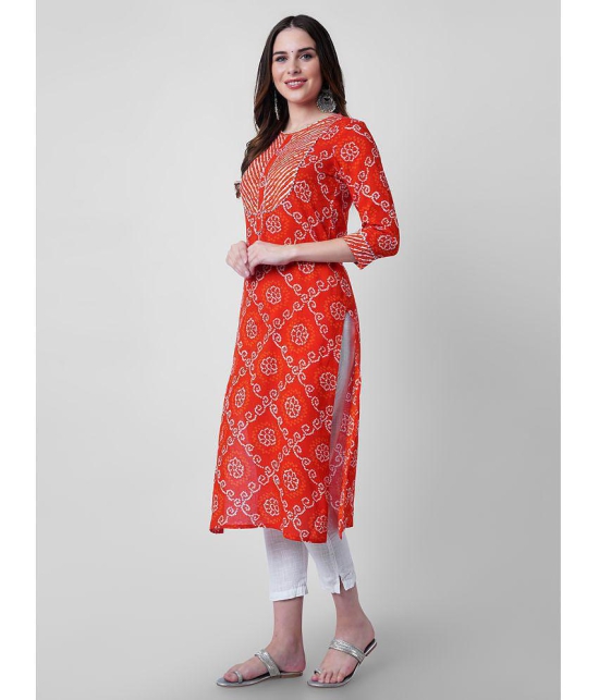 GOD BLESS - Orange Rayon Women's Straight Kurti ( Pack of 1 ) - None