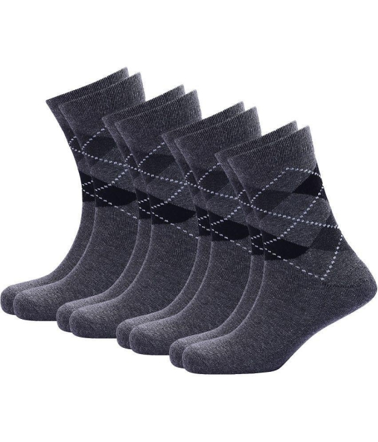 WILDSTUFF - Cotton Mens Argyle Light Grey Mid Length Socks ( Pack of 4 ) - Light Grey