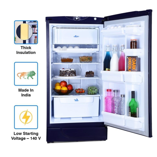 Godrej 180 L 2 Star Direct Cool, Jumbo Vegetable Tray, Single Door Refrigerator (RD EDGE 205B WRF AQ BL, Aqua Blue)